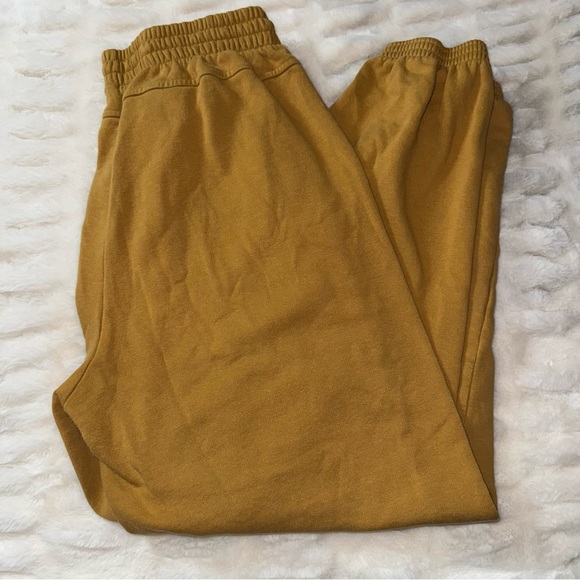 Adidas Sweat Pants Joggers Size L Logo On Front Leg Three Stripe Life Yellow - Picture 5 of 5